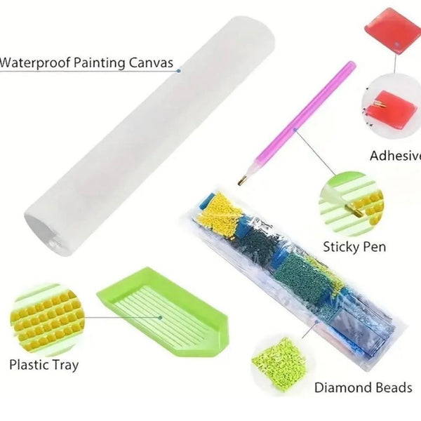 DIY Diamond Painting Kit Colorful Western Rose Flower m Guitar Rhinestone New