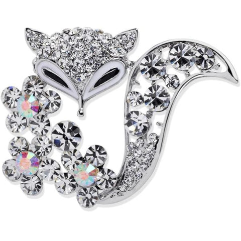 Fox Crystal Brooch Womens Casual Boho Rhinestone Pin Jewelry Accessory New