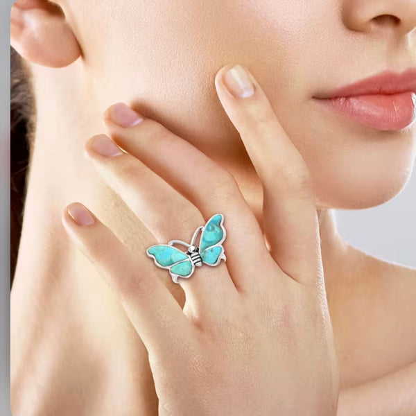 Santa Fe Style Kingman Turquoise 7.60 ctw Ring in Sterling Silver New