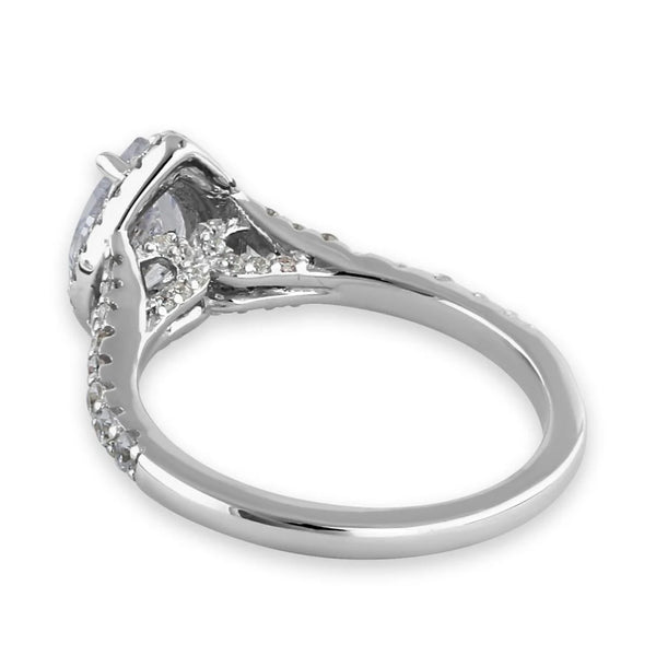 Elegant Victorian Pear Cut Halo Clear CZ Engagement Silver Ring Size 6 New