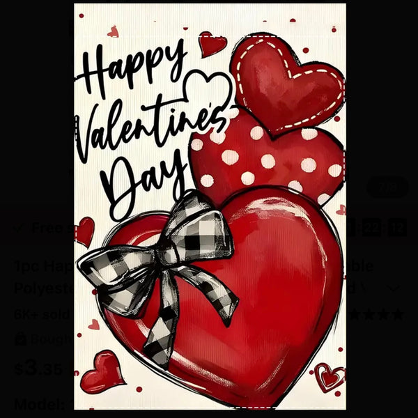 Happy Valentine Welcome Garden Flag Double Sided With Heart Farmhouse New Decor