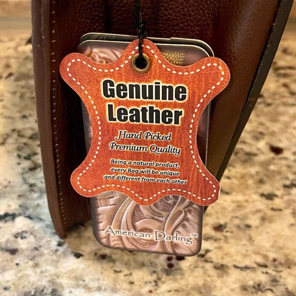 New Heart Canteen Purse Genuine Western Tooled Leather Women