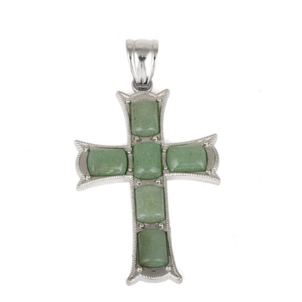 34x52mm Cushion Green Aventurine Cross Necklace Pendant New