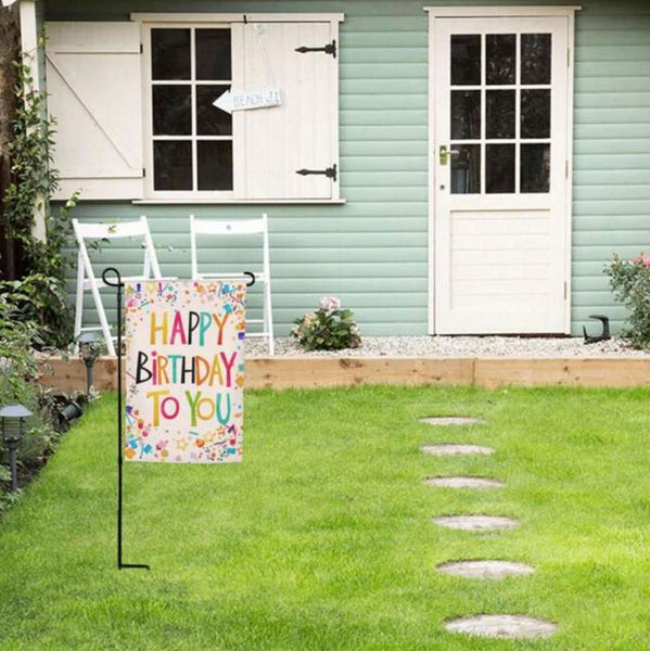 Happy Birthday Garden Flag Double Sided Cake Party Gift Yard Decoration