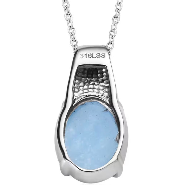Light Blue Jade 6.00 ctw Pendant Silver Necklace Chain 20 In New