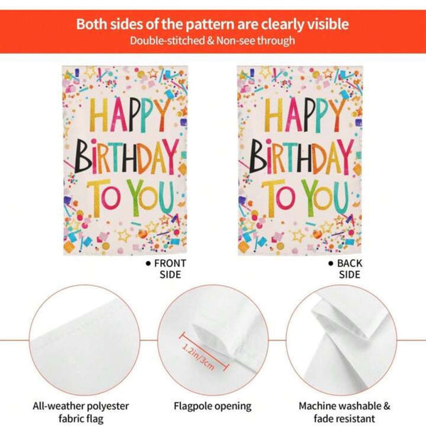 Happy Birthday Garden Flag Double Sided Cake Party Gift Yard Decoration