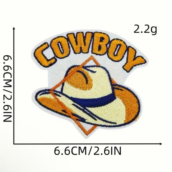10 Piece Western Cowboy Cowgirl Iron On Embroidered Patches