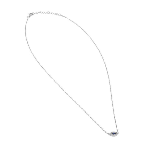 Sterling Silver Eye Blue Spinel CZ Necklace New