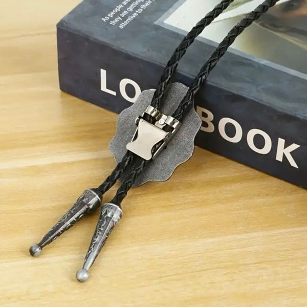 Western Oval Concho Bolo Tie Mens Thank God For Cowboys