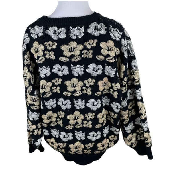 Vintage International Sportswear Metallic Floral Sweater