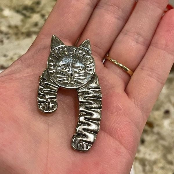 Vintage Unique Cat Brooch Pin Or Casual  Pendant Necklace