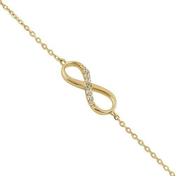 Solid 14K Yellow Gold Infinity Bracelet Womens Dainty