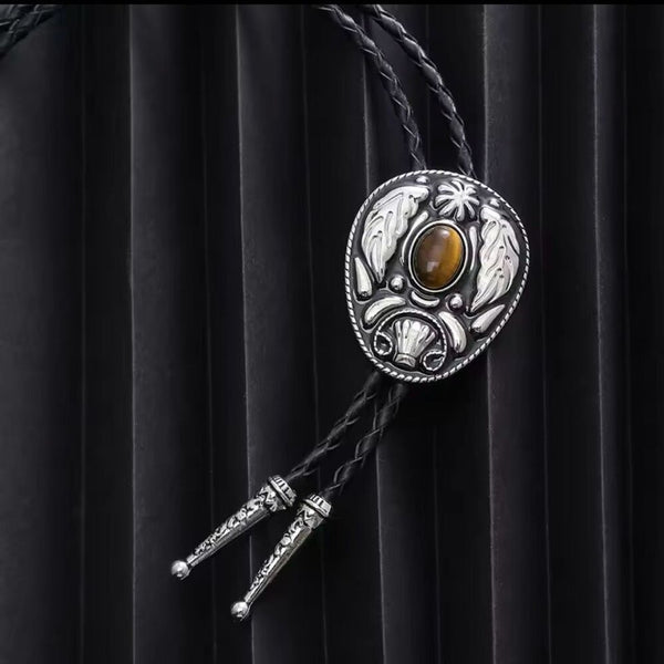 New Vintage Style Bolo Tie Western Leaf Design Rustic
