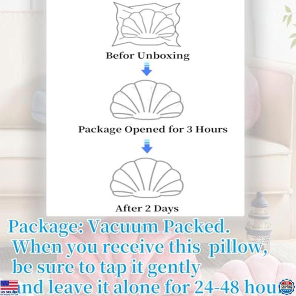 Light Blue Seashell Decorative Pillow 13x10 Inch Cute Throw Pillow for Home