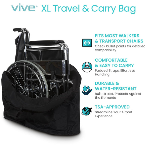 Vive XL Carry & Travel Bag for Rollator Walkers & Transport Chairs - Waterproof