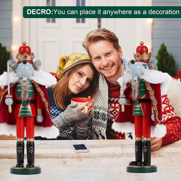 Christmas Decorations Mouse King Nutcracker Ornament 12 Inch Wooden Traditional