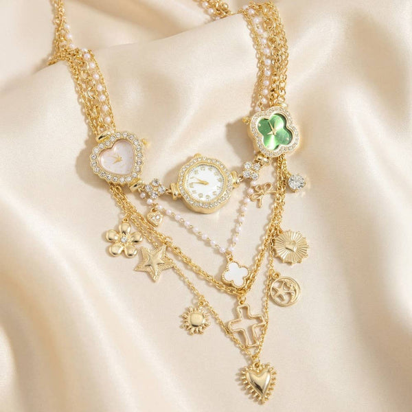 Assorted Layered Charms & Watches Statement Necklace
