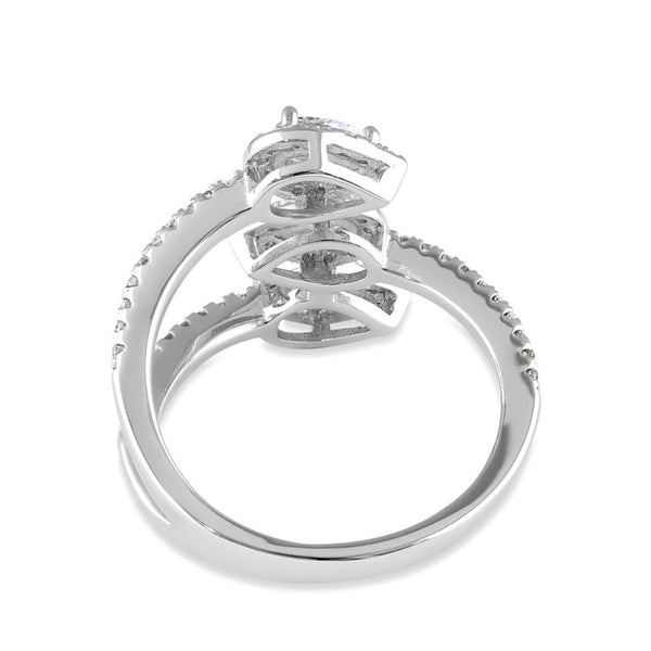 Sterling Silver Triple Pear Halo Wrap CZ Ring Size 6 New