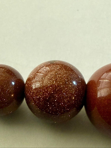 Goldstone Beaded Necklace • Sparkling Brown Gemstone Statement Jewelry Gift