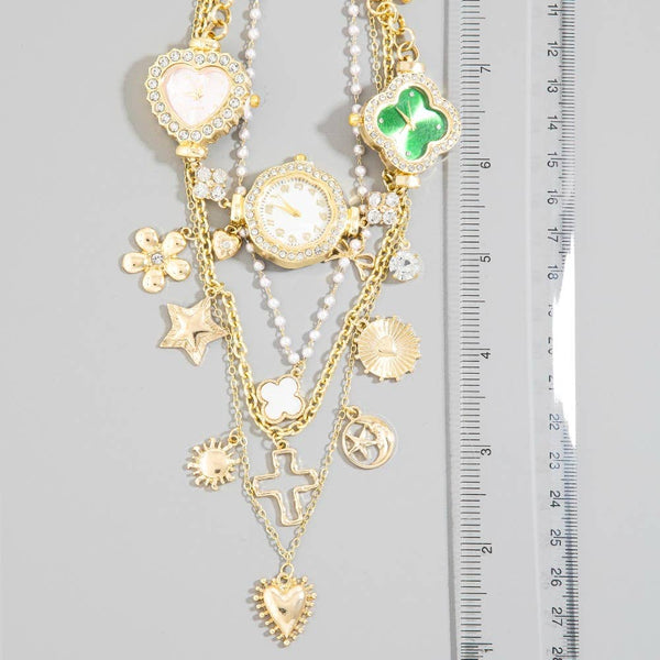 Assorted Layered Charms & Watches Statement Necklace