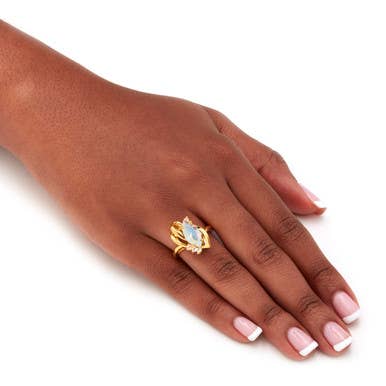 Marquise Aurora Borealis Crystal Cocktail Ring Gold-Plated