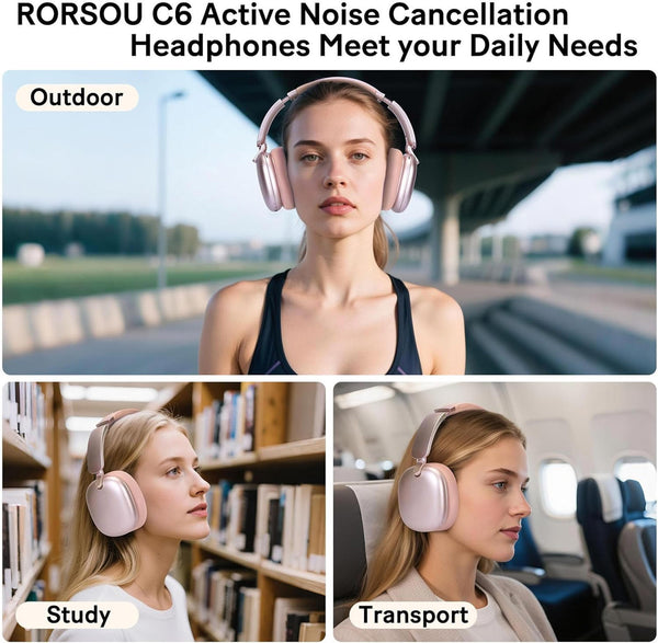 C6 Active Noise Cancelling Headphones, Wireless over Ear Bluetooth Headphones