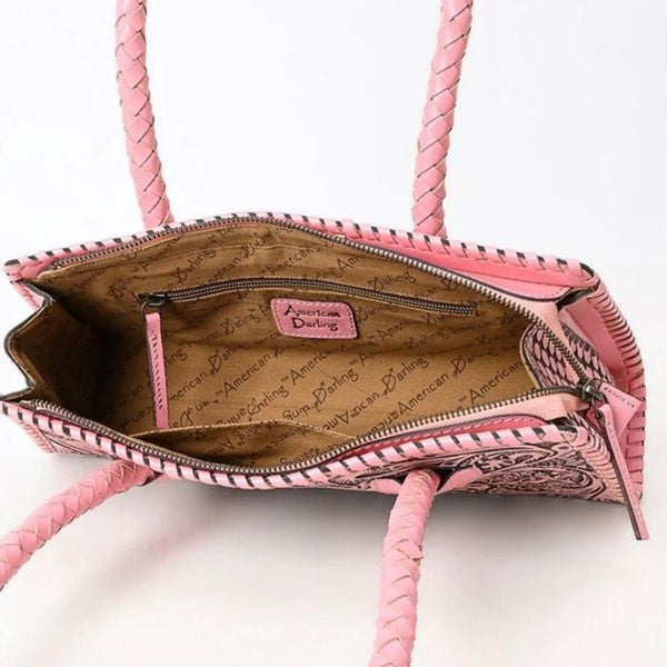 American Darling Pink Clutch Shoulder Bag Genuine Western Hand Tooled Leather