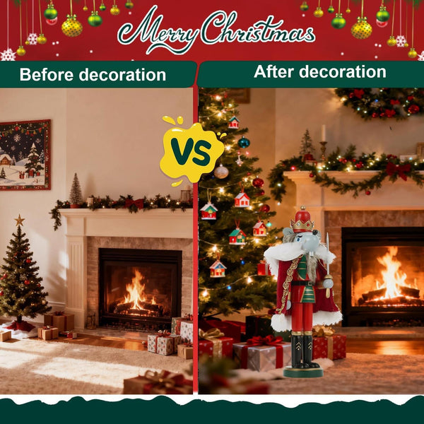 Christmas Decorations Mouse King Nutcracker Ornament 12 Inch Wooden Traditional