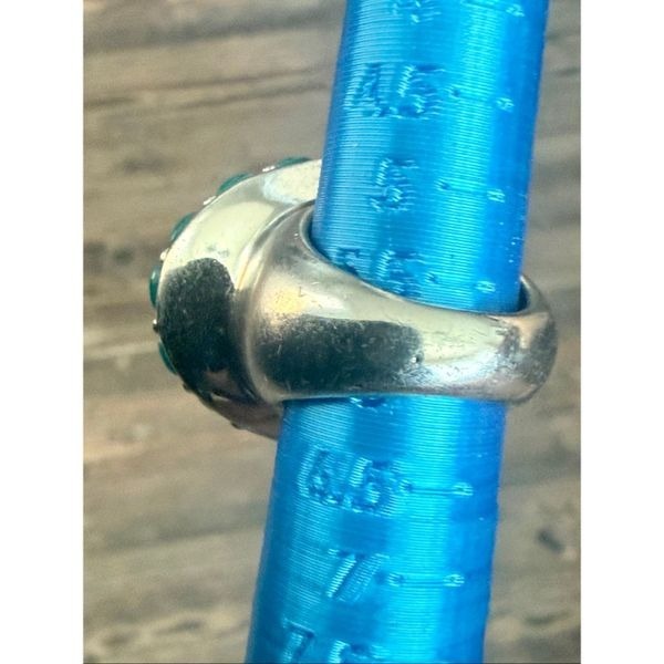 Vintage Turquoise Oval Cluster Ring Silver Southwestern