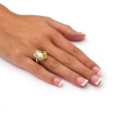 Marquise Aurora Borealis Crystal Cocktail Ring Gold-Plated