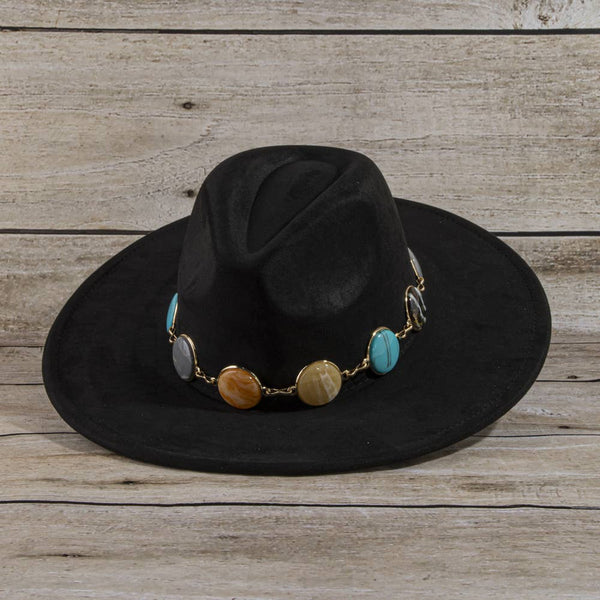 Semi Precious Stone Chain Band Fedora Hat