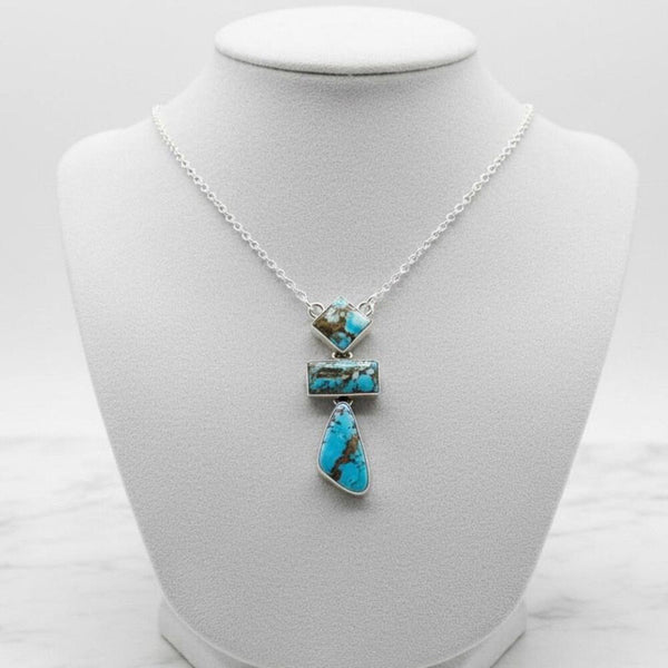 Golden Hills Turquoise Necklace Sterling Silver Southwestern Artisan Pendant New