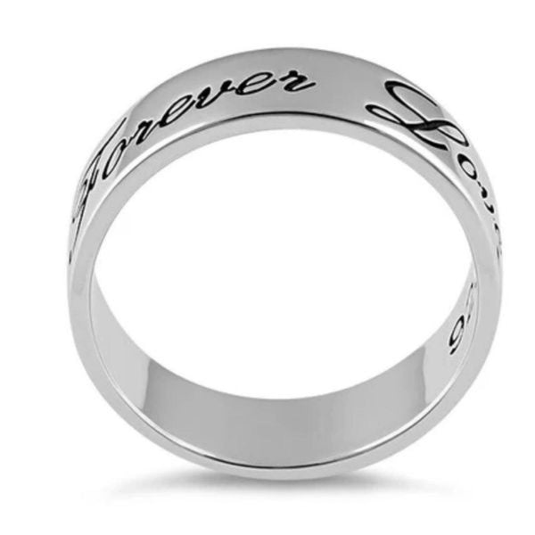 925 Sterling Silver Forever Love Script Band Ring Size 6 Women Gift Jewelry New