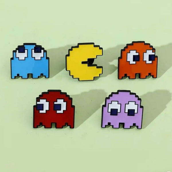 Set Of 5 Vintage Style Pac Man Pins