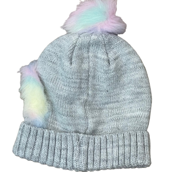 Toddler Kids Cute Winter Knit Unicorn Rainbow Pompom Beanie Hat