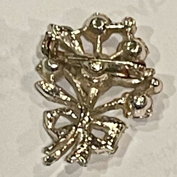 Vintage Red Crystal Garnet Glass Floral Bouquet Womens  Pin