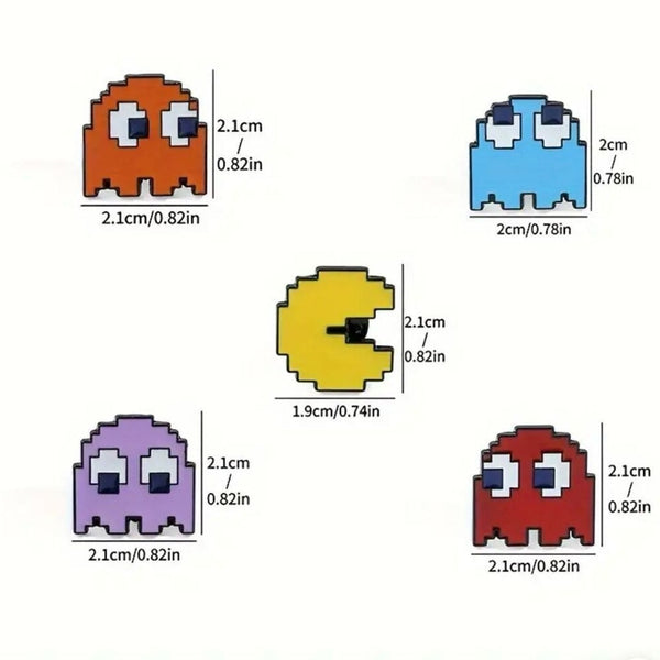 Set Of 5 Vintage Style Pac Man Pins