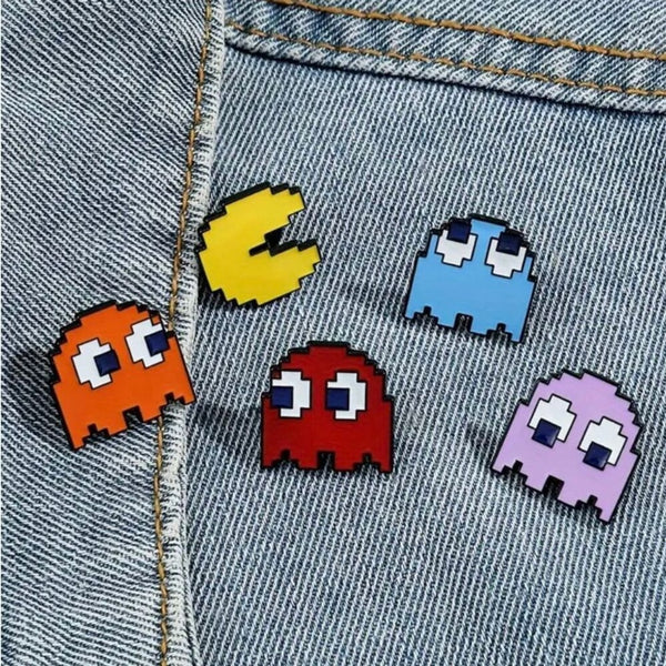 Set Of 5 Vintage Style Pac Man Pins