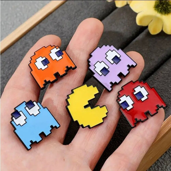 Set Of 5 Vintage Style Pac Man Pins