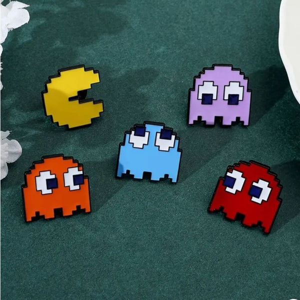 Set Of 5 Vintage Style Pac Man Pins