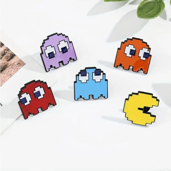 Set Of 5 Vintage Style Pac Man Pins