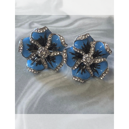 Blue Flower Stud Earrings