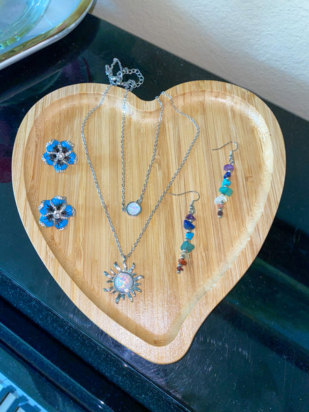 Sunflower and Opal Double Necklace