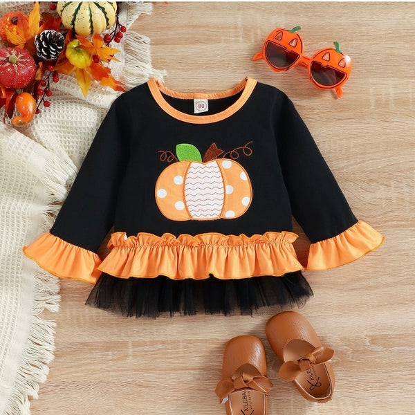 Fall Pumpkin Polka Dot Set