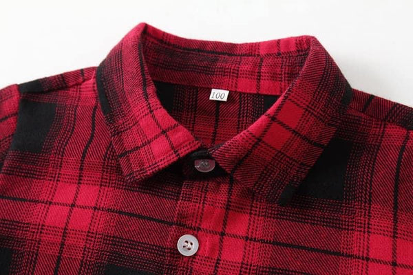 Boys Red Plaid Corduroy Set