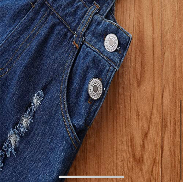 Girls Tiered Denim Bell Bottom Overalls