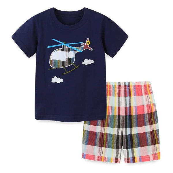 Boys Helicopter Shorts Set
