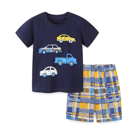 Embroidered Cars Shorts Set Boys Summer Spring Casual Wear