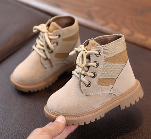 Lace Up Tan Toddler Boots