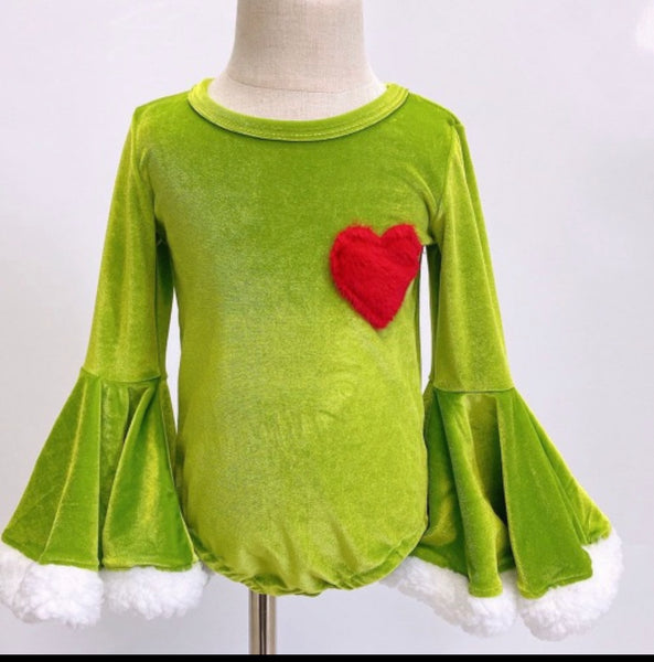 Girls Green Bell Sleeve Top